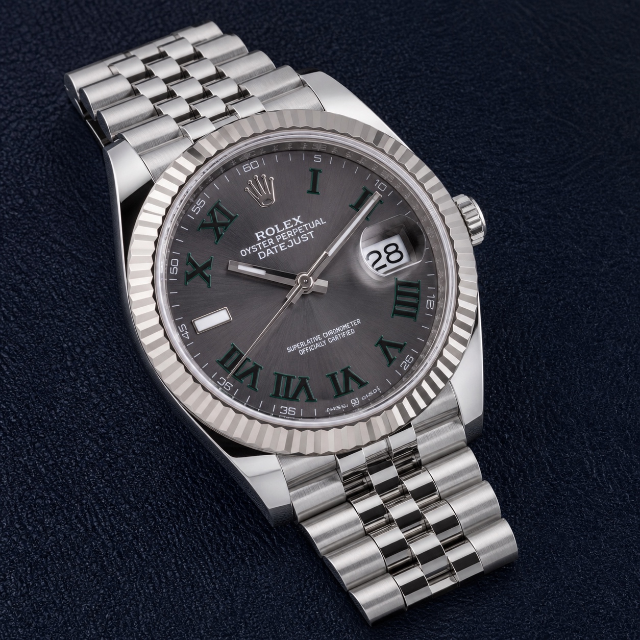 2026 Datejust 41 Wimbledon on Jubilee bracelet, front three-quarter view