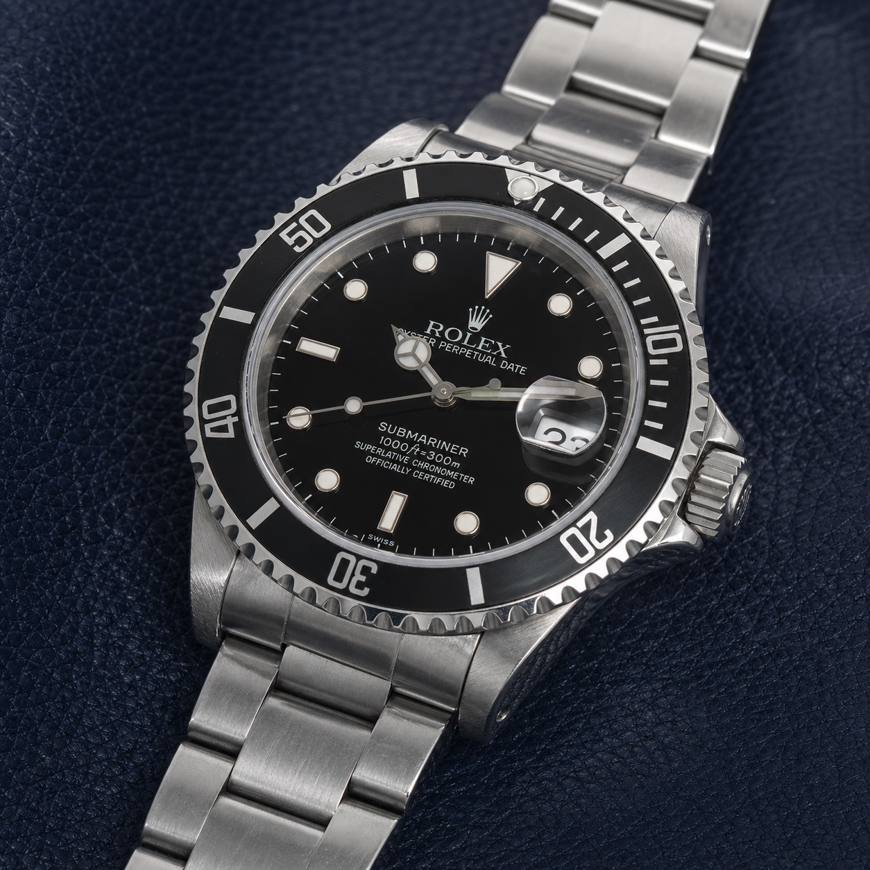 1998 Rolex Submariner Date reference 16610 with transitional SWISS-only dial