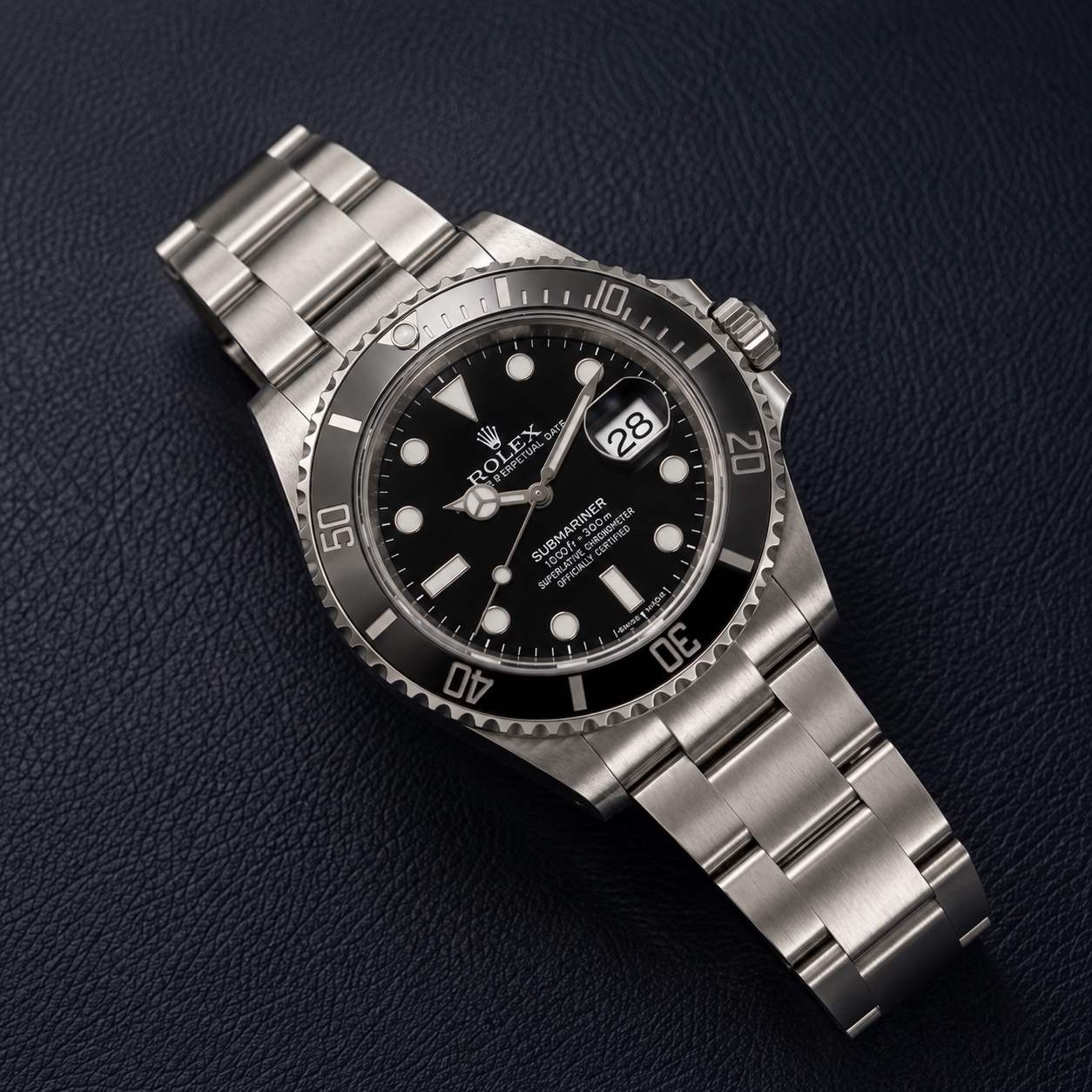 Brand-new 2026 Rolex Submariner Date 126610LN, front three-quarter view